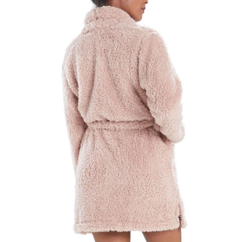 Natori Plush Lounge Cardigan Robe Fuzzy Teddy Sherpa in Rose Size L/XL - Picture 5 of 13